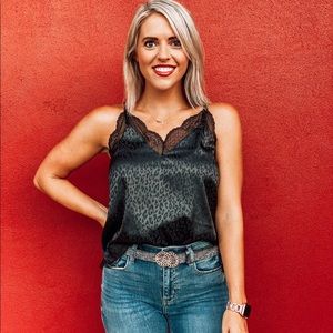 LaMiel Black Leopard Print Cami, Various Sizes.